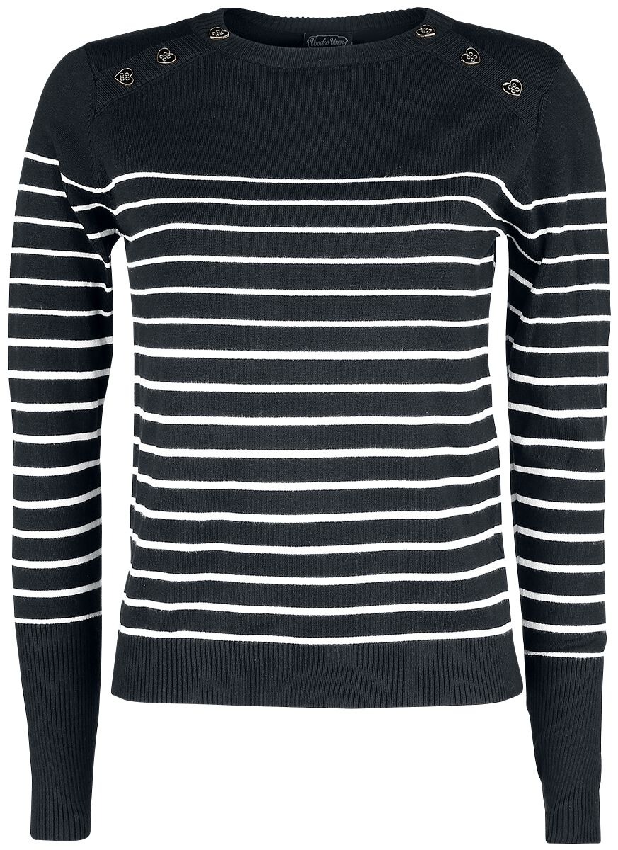 5056290449338 - Black Sea Striped Crew Neck Sweater Strickpullover schwarz weiß in XL