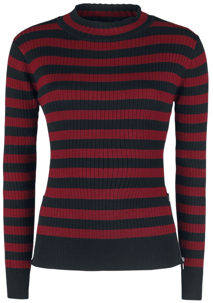 5056290468469 - Menace Red And Black Stripe Sweater Strickpullover schwarz rot in S