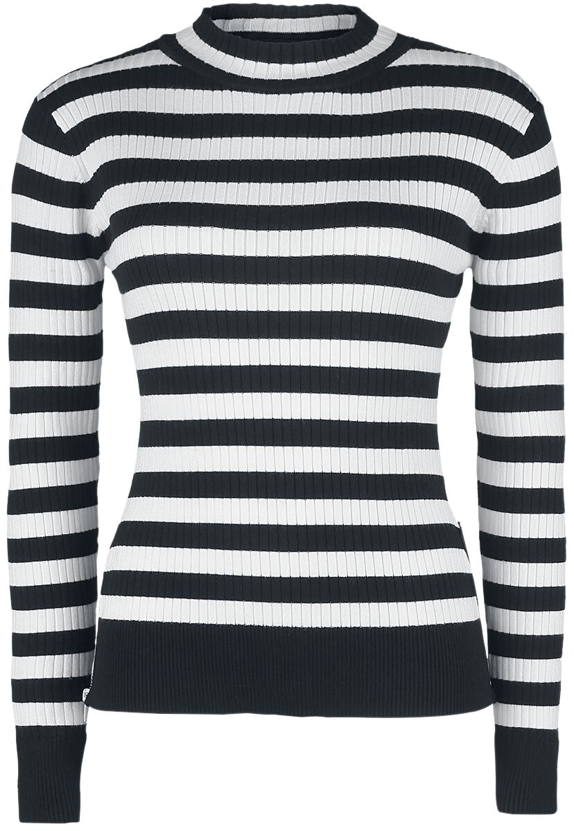 5056290468520 - Menace White And Black Stripe Sweater Strickpullover schwarz weiß in S