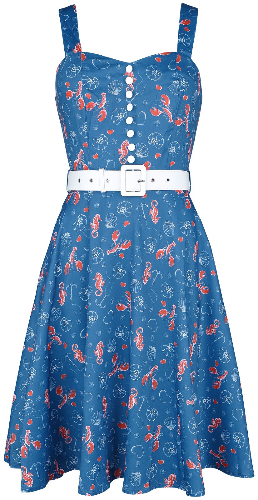 5056290474170 - Nautical Print Button Detail Flare Dress Mittellanges Kleid multicolor