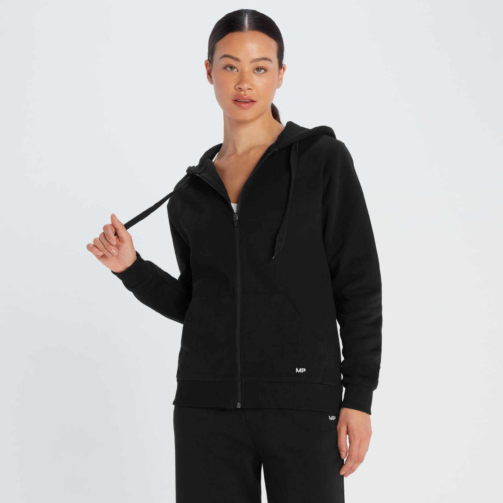 5056307345325 - Damen Essentials Zip Through Hoodie - Schwarz - XS