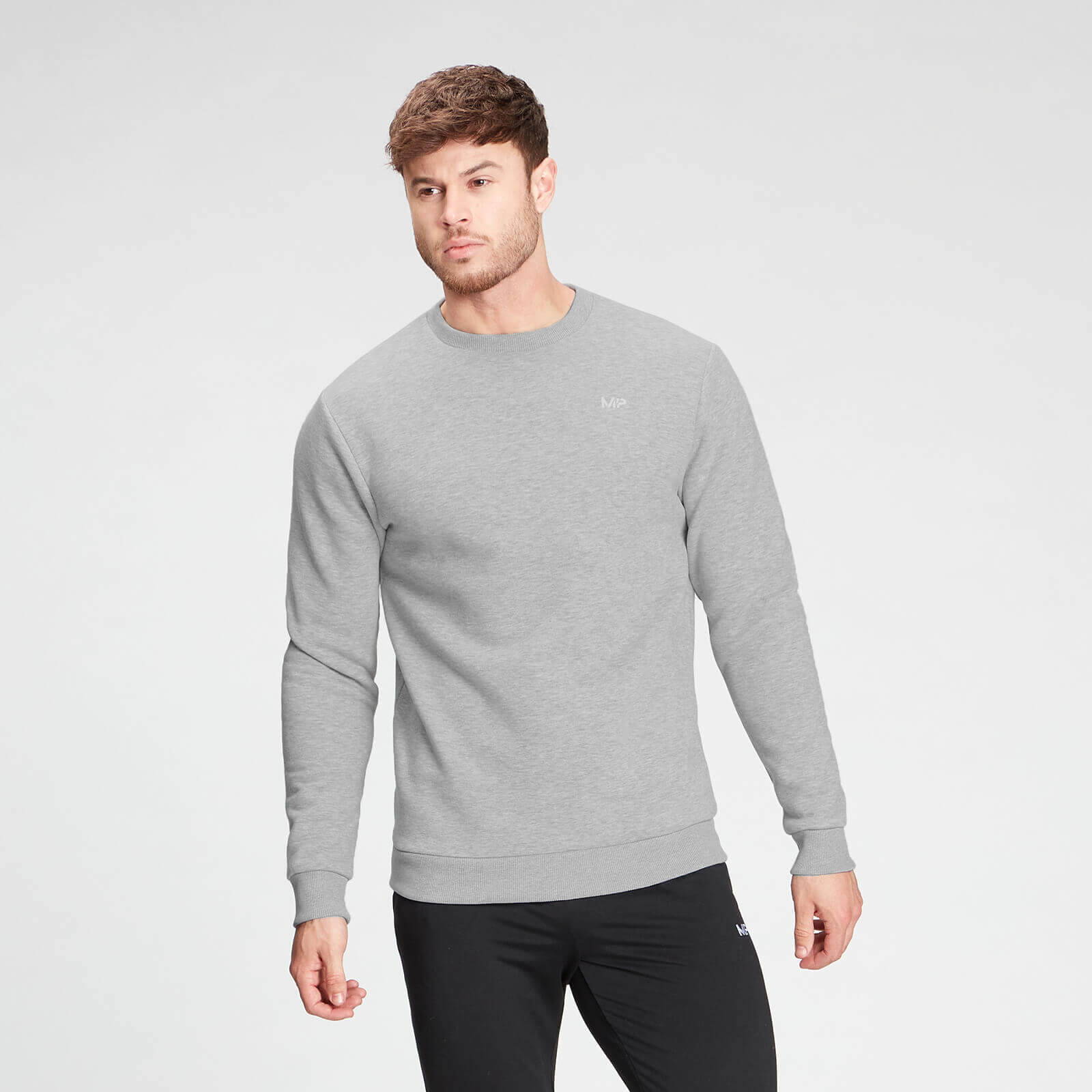 5056307368195 - Herren Essentials Sweater - Grey Marl - XS