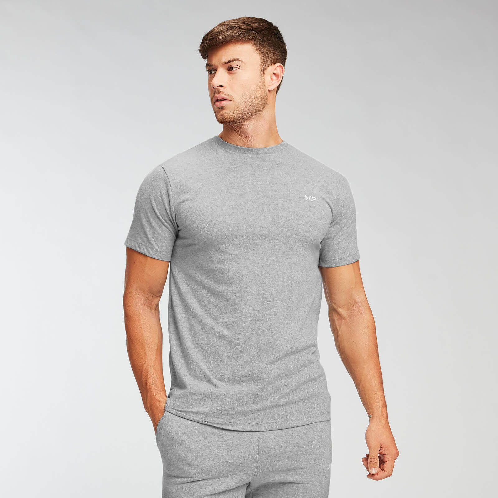 5056307368508 - Herren Essentials T-Shirt - Grey Marl - S