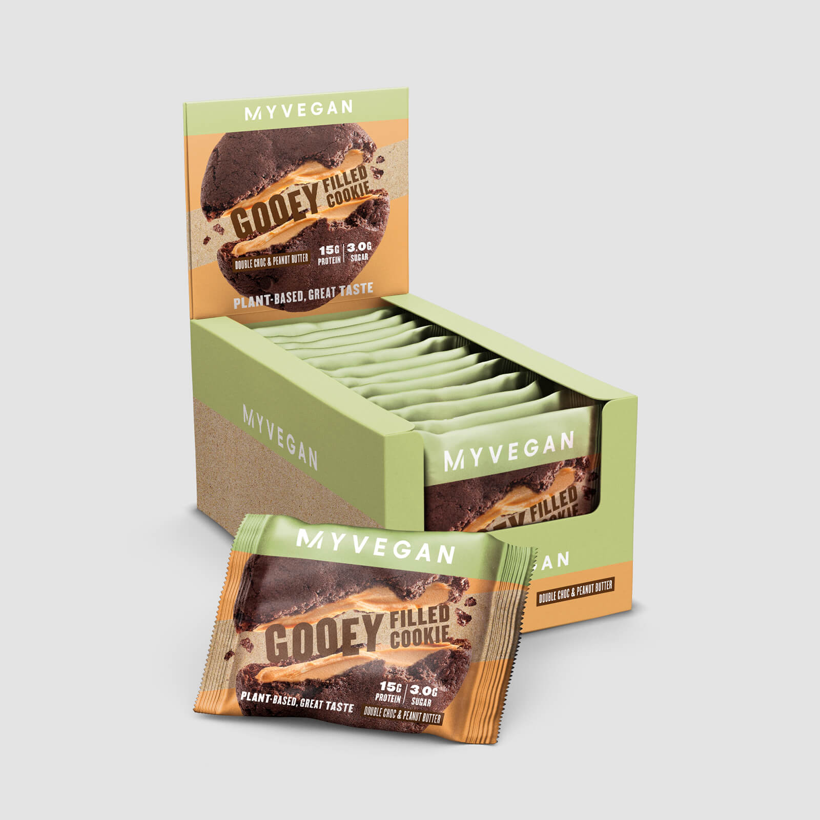 5056307387080 - Veganer Protein-Cookie mit Füllung - Double Chocolate & Peanut Butter