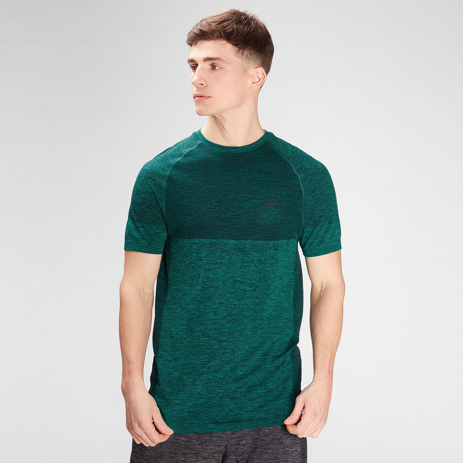 5056379523348 - Mens Essential Seamless Short Sleeve T-Shirt- Energy Green Marl - S