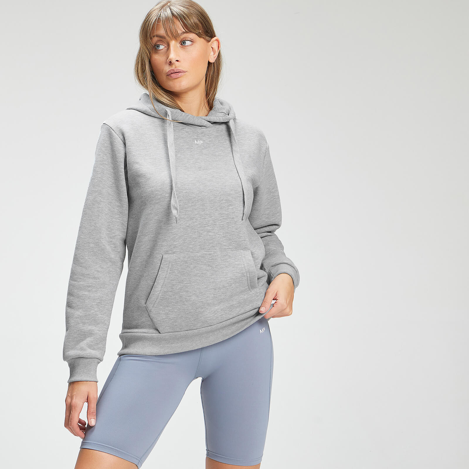 5056379578621 - Womens Essentials Hoodie with Kangaroo Pocket - Grey Marl - XXS