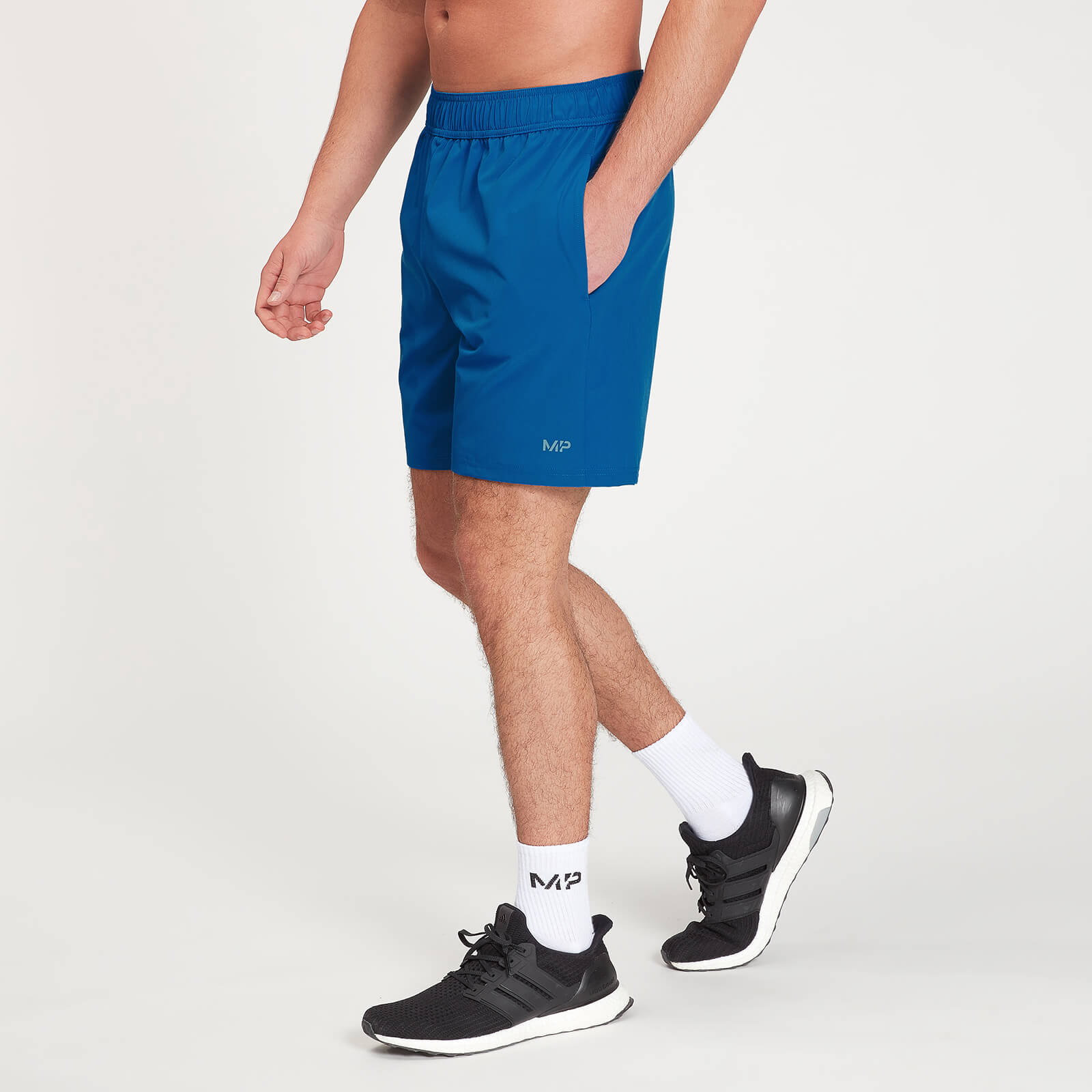 5056379608526 - Mens Graphic Running Shorts - True Blue  - XS