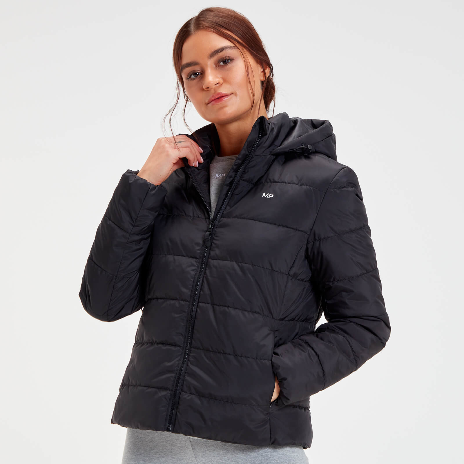 5056379635676 - Outerwear Leichte und verstaubare Pufferjacke mit Kapuze für Damen - Schwarz - M