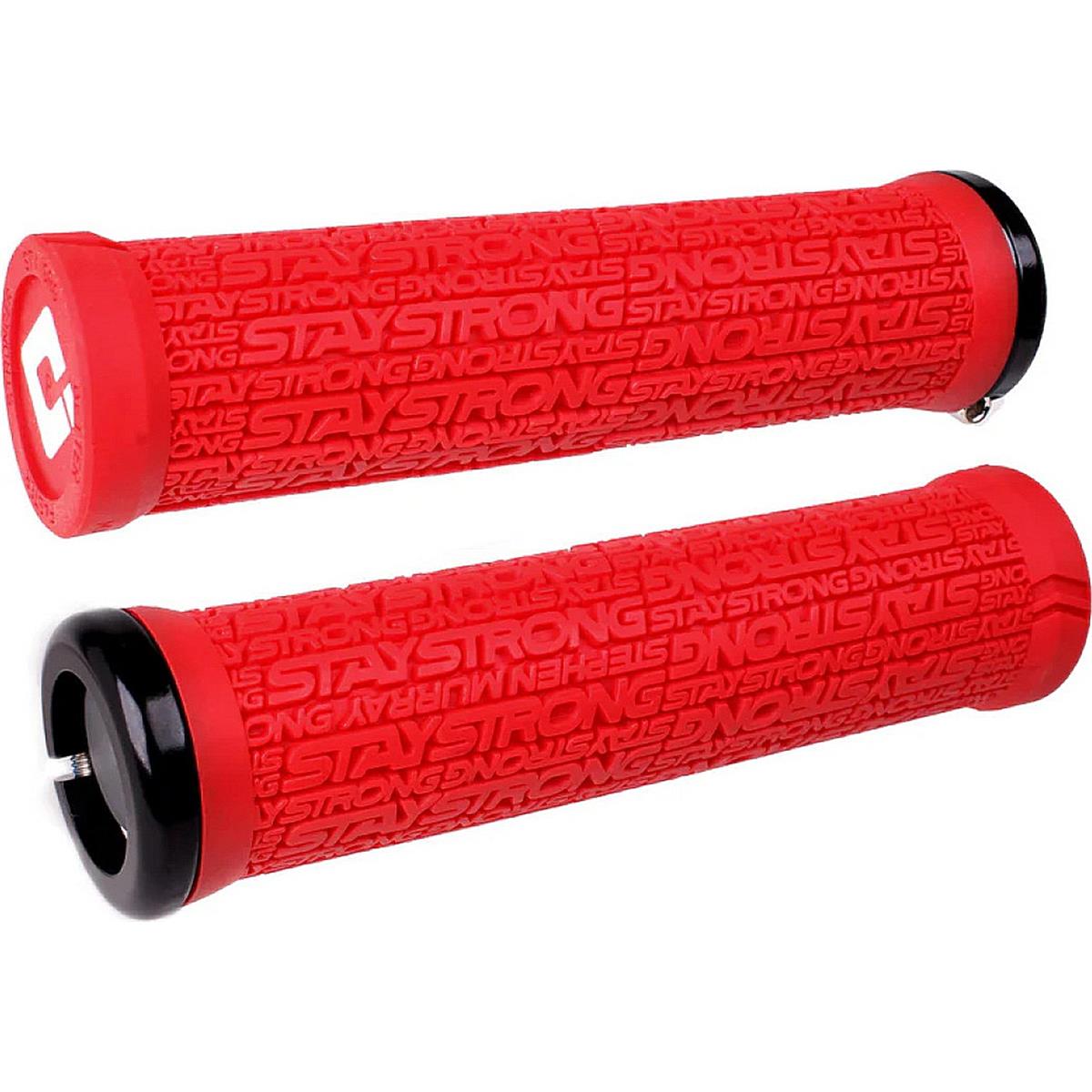 5056410503650 - Stay Strong V21 Rote Griffe mit Schwarzen Klemmen 135 mm für BMX und MTB