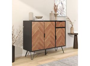 5056416282429 - Sideboard Kleine Schränkchen aus Holz und Schwarz für jeden Raum Schwarz - Merax