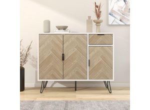 5056416282436 - Sideboard Kleine Schränkchen aus Holz und Schwarz für jeden Raum Weiß - Merax