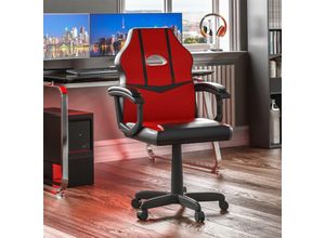 5056512960481 - Home Discount - Comet Gaming Chair Bürostuhl Kunstleder Computertisch Recliner Drehsitz Rot & Schwarz