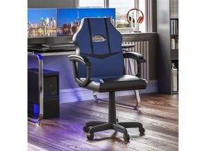 5056512960504 - Comet Gaming Chair Bürostuhl Kunstleder Computertisch Recliner Drehsitz Blau & Schwarz