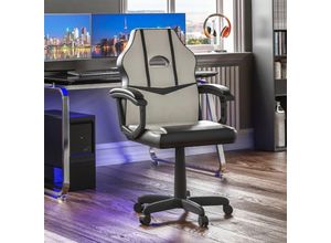 5056512960511 - Comet Gaming Chair Bürostuhl Kunstleder Computertisch Recliner Drehsitz Weiß & Schwarz