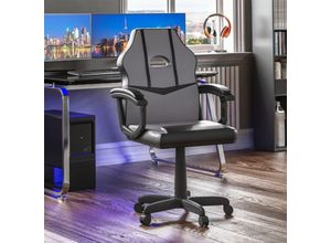 5056512960528 - Comet Gaming Chair Bürostuhl Kunstleder Computertisch Recliner Drehsitz Grau & Schwarz