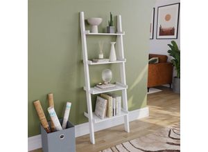 5056512980779 - Home Discount - York 4 Tier Ladder Shelf Unit Bookcase Shelving Display Stand Rack Storage White