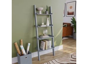 5056512980793 - Home Discount - York 4 Tier Ladder Shelf Unit Bookcase Shelving Display Stand Rack Storage Grey