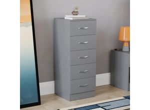 5056512995445 - Home Discount - Riano 5 Schublade schmale Kommode hohe Lagerung Einheit Schlafzimmer Möbel Schrank Grau