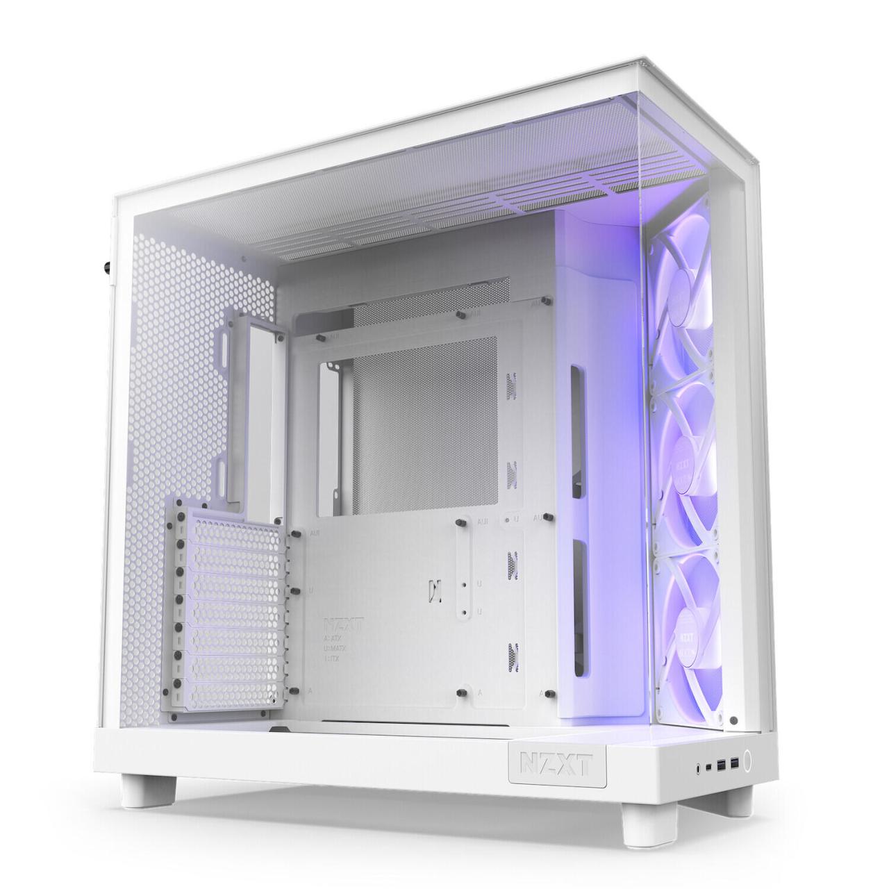 5056547204062 - NZXT H6 Flow Compact Dual Chamber with RGB - Matte White - Gehäuse - Miditower - Weiß