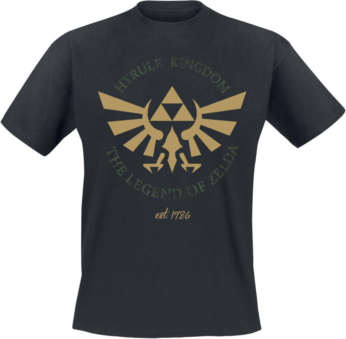 5056599705661 - Unisex Kurzarm-T-Shirt The Legend of Zelda Hyrule Kingdom Crest Schwarz 5056599705661 - Unisex Kurzarm-T-Shirt The Legend of Zelda Hyrule Kingdom Crest Schwarz