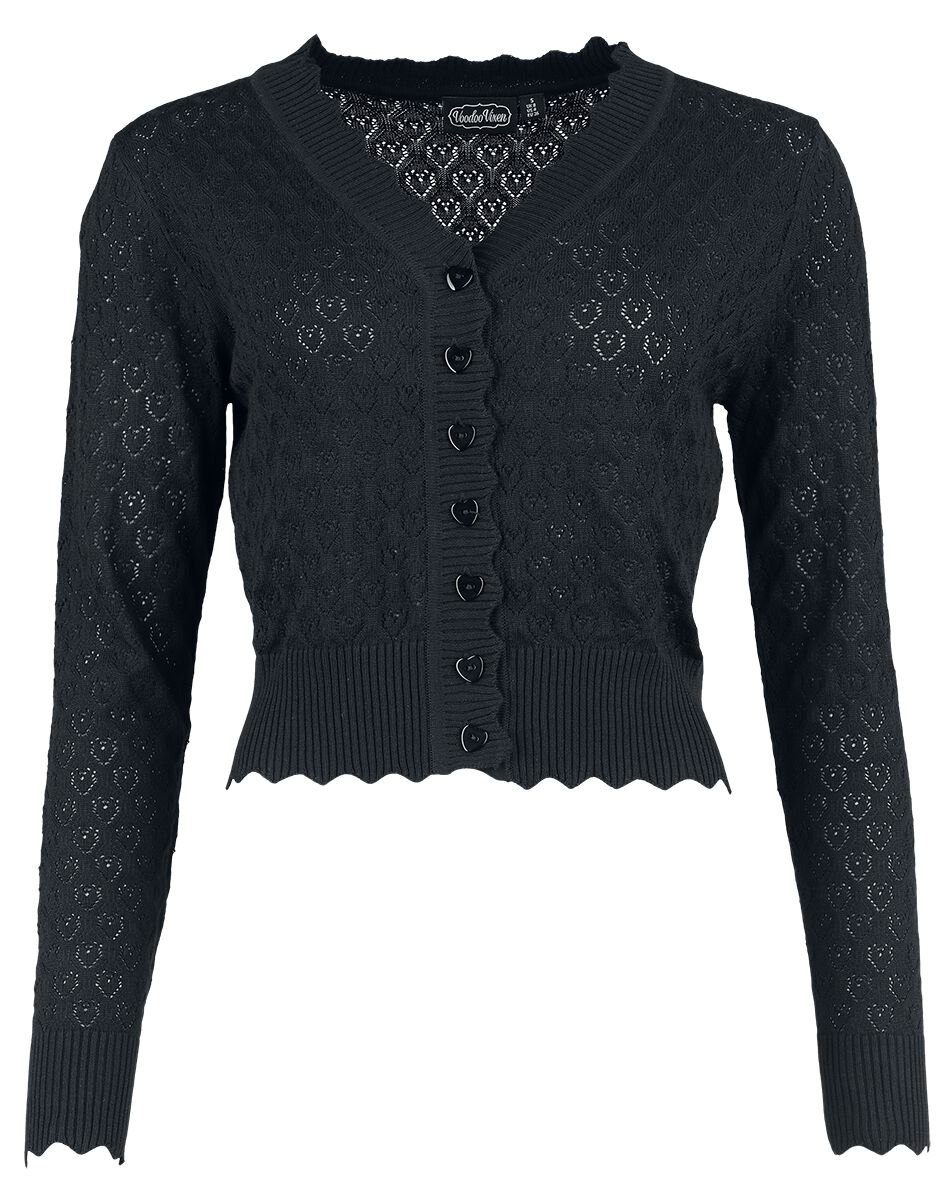 5056665012693 - Heart Pattern Scallop Edge Cardigan Cardigan schwarz in S