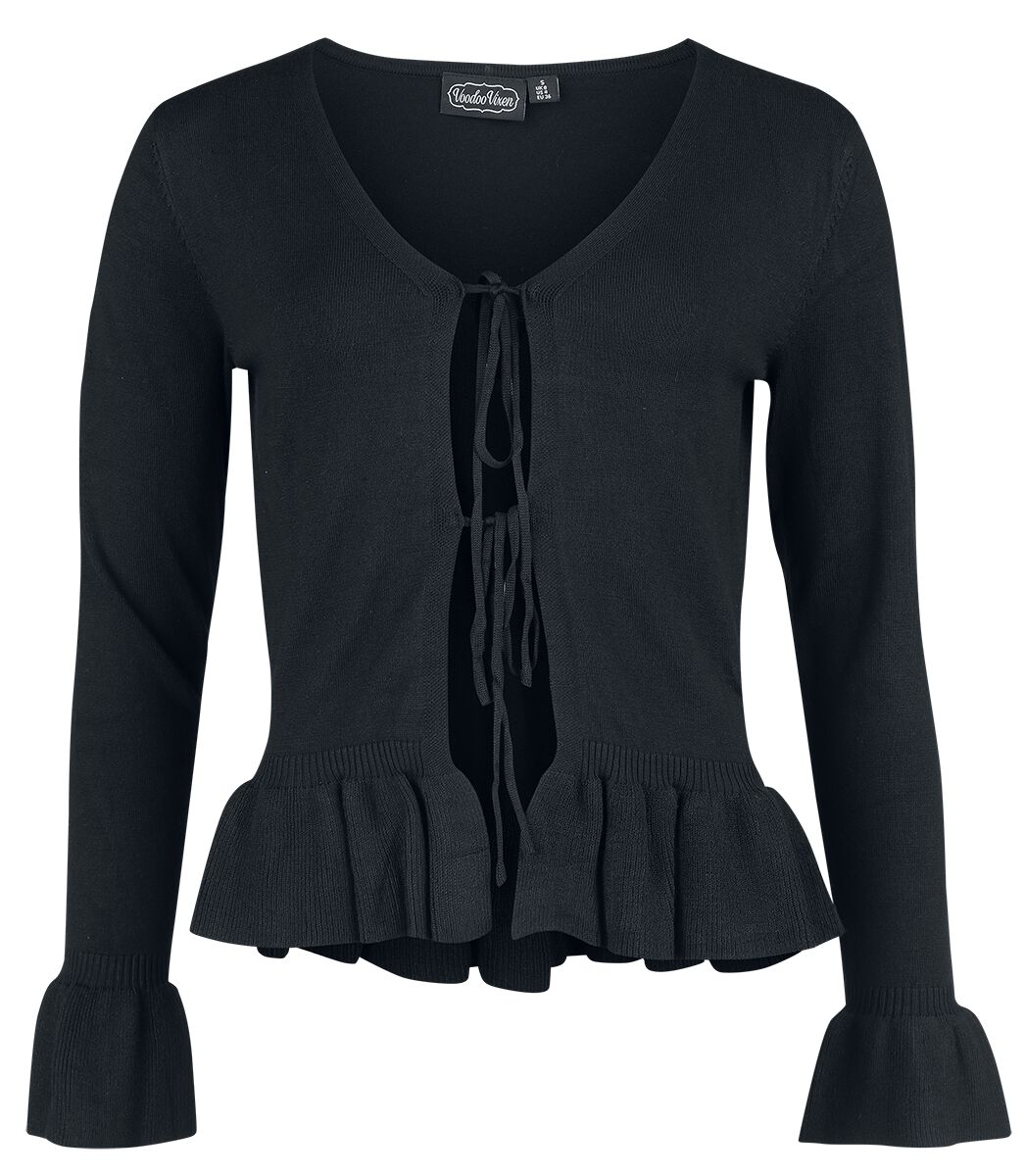 5056665012884 - Tie Front Ruffle Cardigan Cardigan schwarz in M