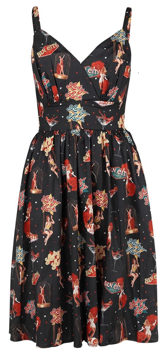 5056665014864 - Las Vegas Print Flare Dress Mittellanges Kleid multicolor in XS