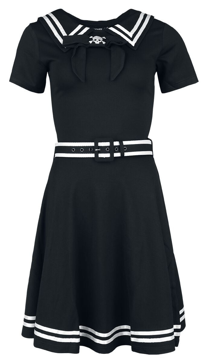 5056665015762 - Sailor Skater Dress Mittellanges Kleid schwarz weiß in XS