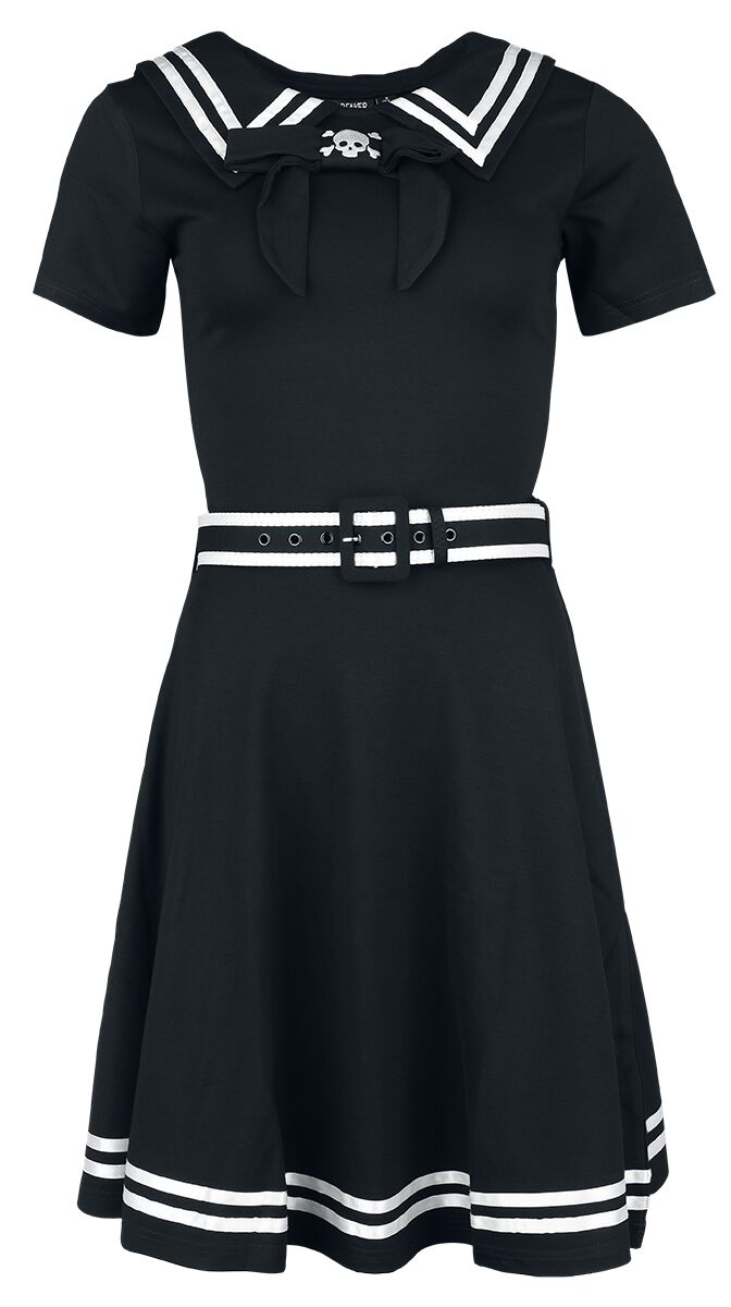 5056665015809 - Sailor Skater Dress Mittellanges Kleid schwarz weiß in XL