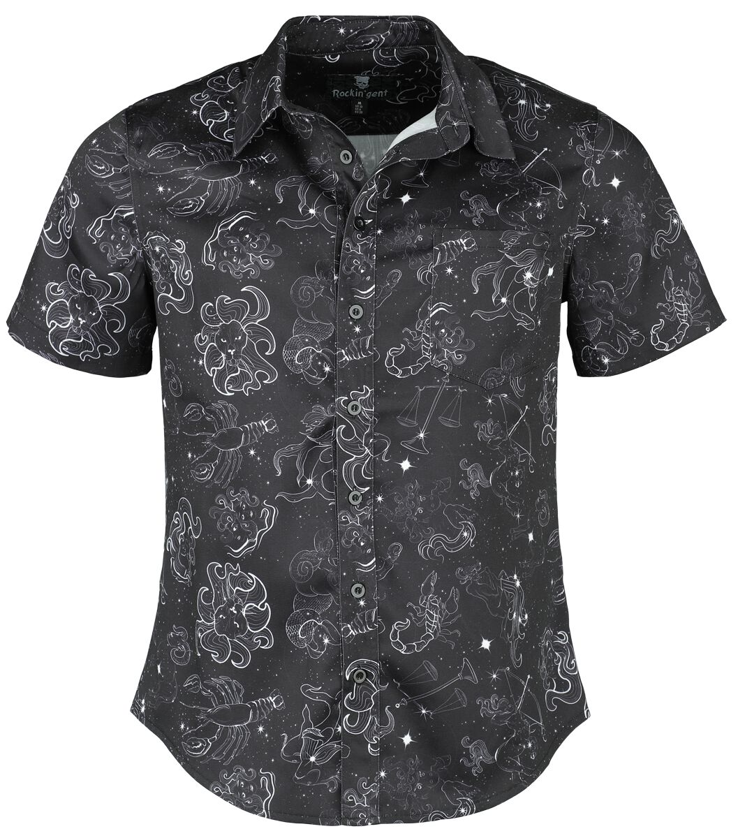 5056665017155 - Rockingent Zodiac Constellation Kurzarmhemd schwarz in S 5056665017155 - Rockingent Zodiac Constellation Kurzarmhemd schwarz in S