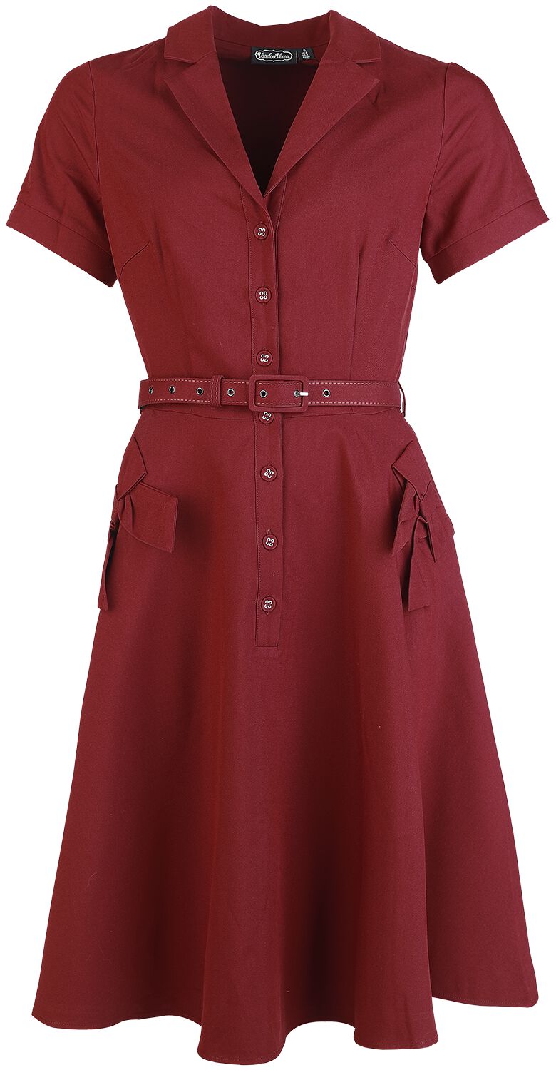 5056665022357 - Button Up Bow Detail Dress Mittellanges Kleid rot in XS