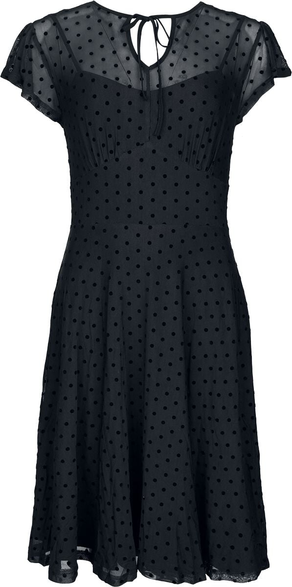 5056665022586 - Polka Dot Overlay Flare Dress Mittellanges Kleid schwarz in XXL