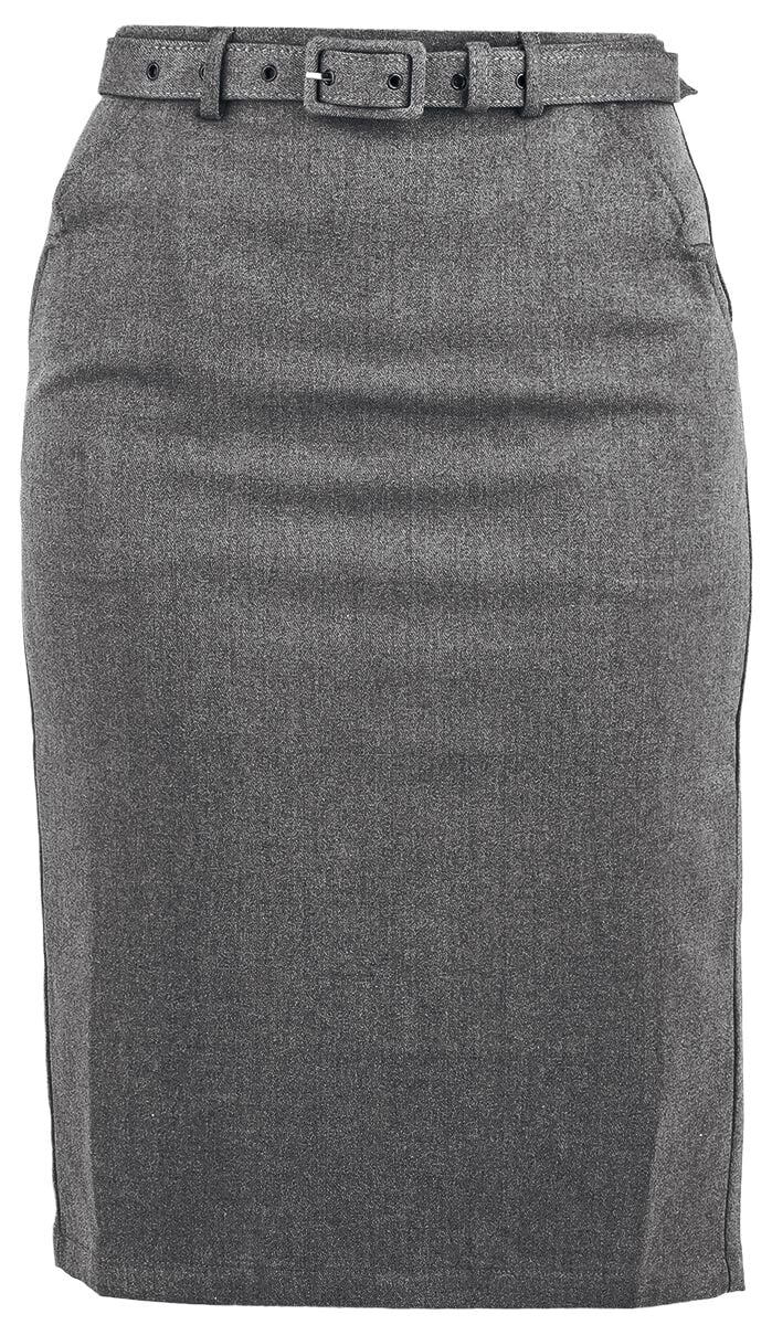 5056665024566 - Belted Pencil Skirt Mittellanger Rock grau in S