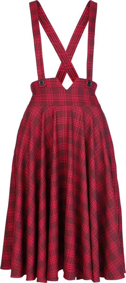 5056665024627 - Plaid Removable Suspender Flare Skirt Mittellanger Rock rot in S