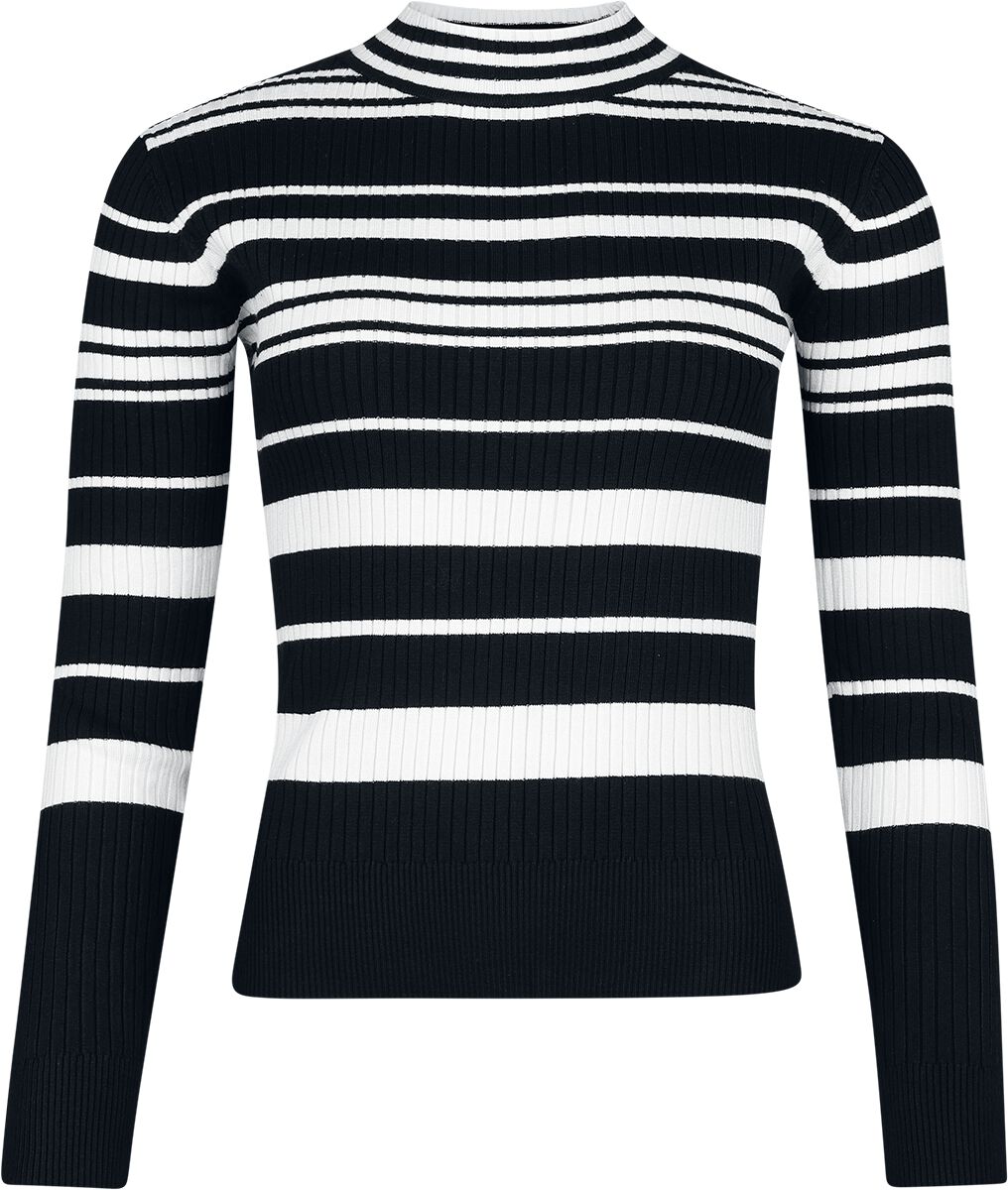 5056665024894 - Striped High Neck Sweater Strickpullover schwarz weiß in XS