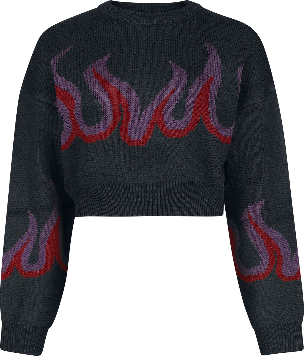 5056665027796 - Dark Flame Chunky Copped Jumper Strickpullover schwarz multicolor in XS