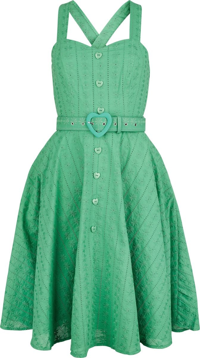 5056665032158 - Emb Heart Buckle Flare Dress Mittellanges Kleid grün in S 5056665032158 - Emb Heart Buckle Flare Dress Mittellanges Kleid grün in S