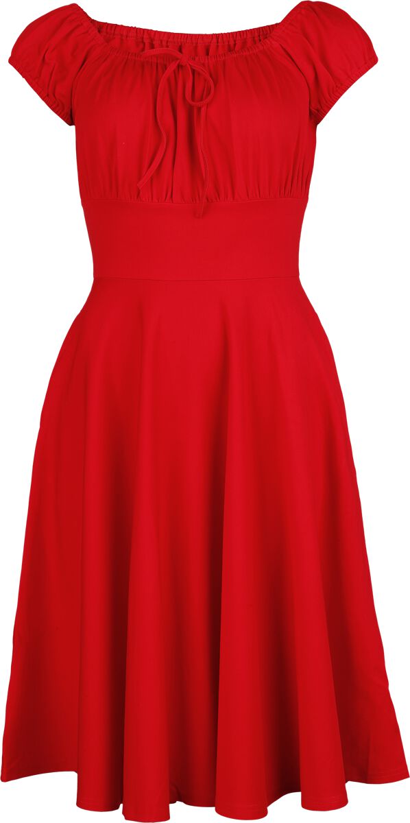 5056665032318 - Gathered Neckline Flare Dress Mittellanges Kleid rot in XXL