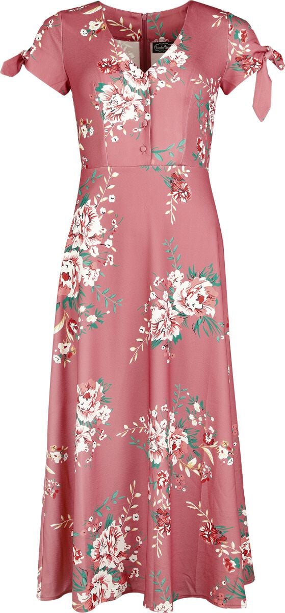 5056665032448 - Floral Tie Aleeve Midi Dress Langes Kleid multicolor in XS