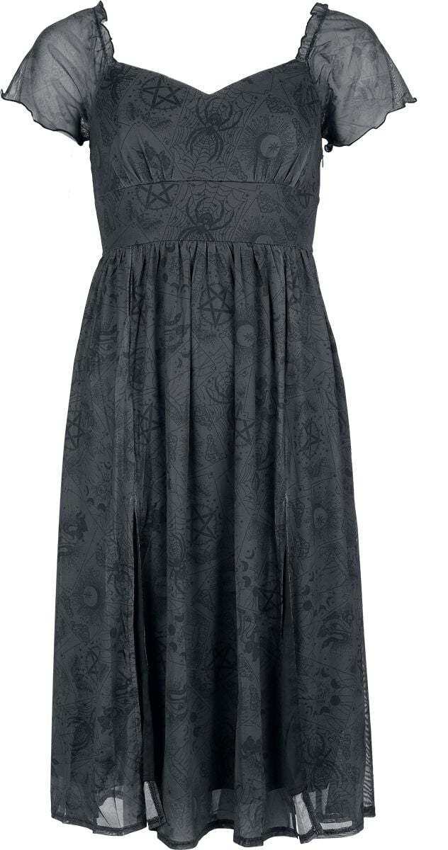 5056665033759 - Tarot Deck Midi Dress Mittellanges Kleid grau schwarz in L 5056665033759 - Tarot Deck Midi Dress Mittellanges Kleid grau schwarz in L
