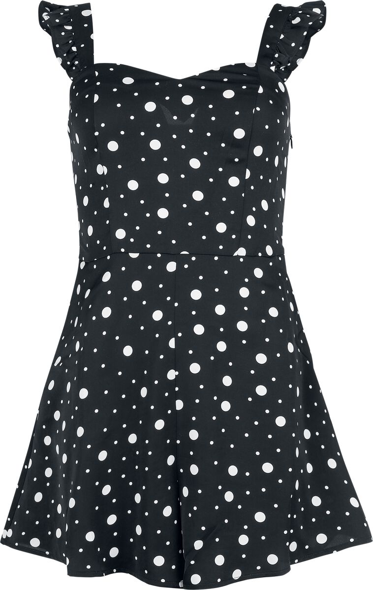 5056665034237 - Polka Dot Flutter Shorts Playsuit Jumpsuit schwarz weiß in XXL