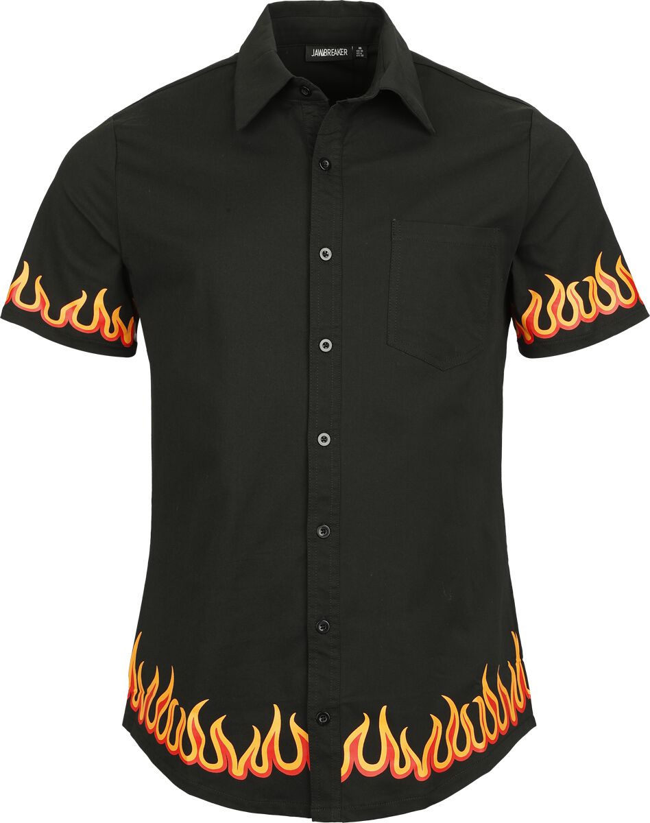 5056665034411 - In flames button up shirt Kurzarmhemd schwarz in XXL 5056665034411 - In flames button up shirt Kurzarmhemd schwarz in XXL