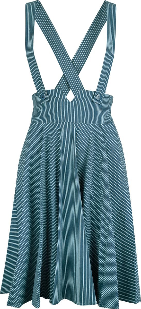 5056665034794 - Pinstripe Suspender Flare Skirt Mittellanger Rock blau in S 5056665034794 - Pinstripe Suspender Flare Skirt Mittellanger Rock blau in S