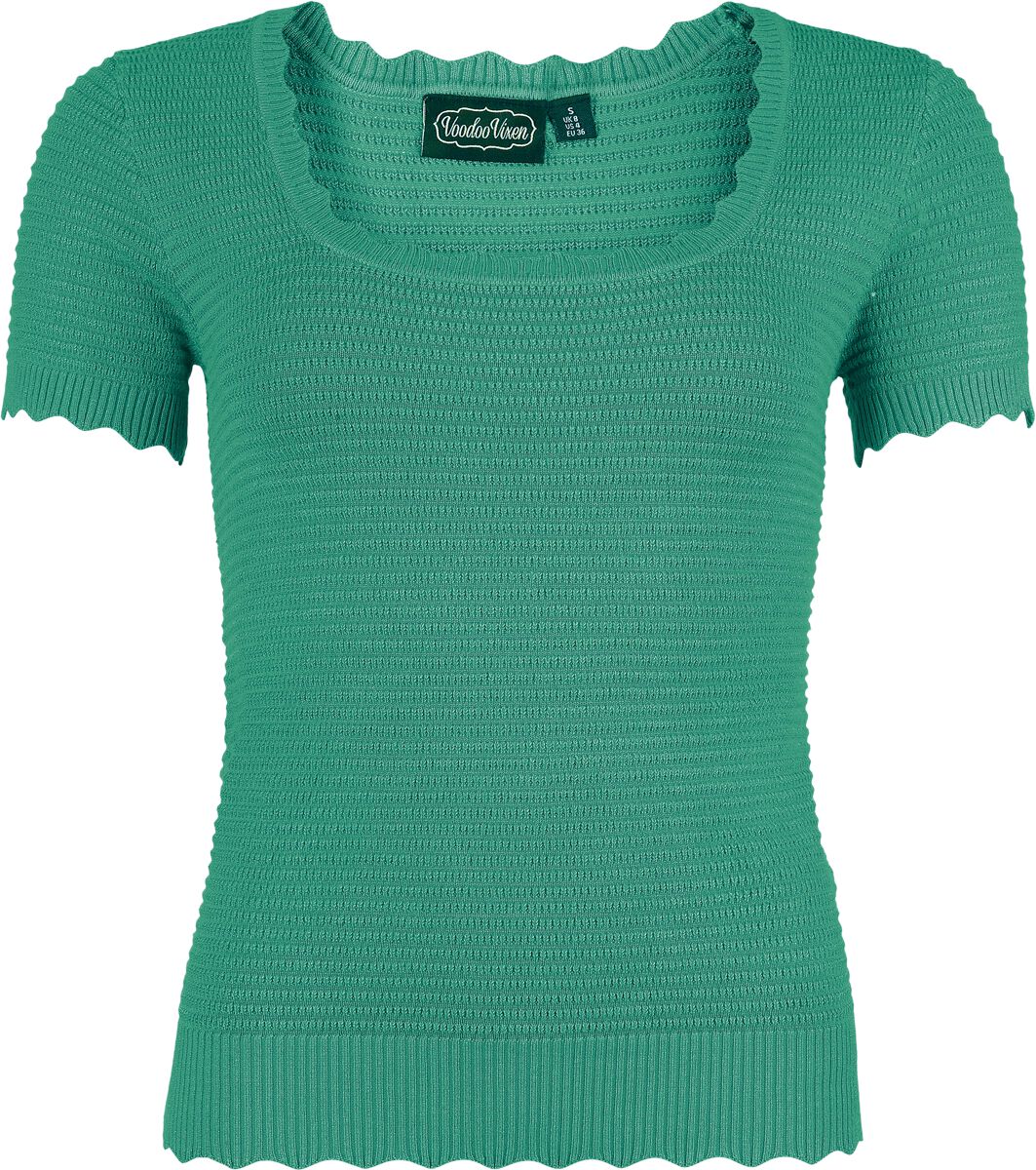 5056665035470 - Scalloped Edge Scoop Neck Top T-Shirt blau in S 5056665035470 - Scalloped Edge Scoop Neck Top T-Shirt blau in S