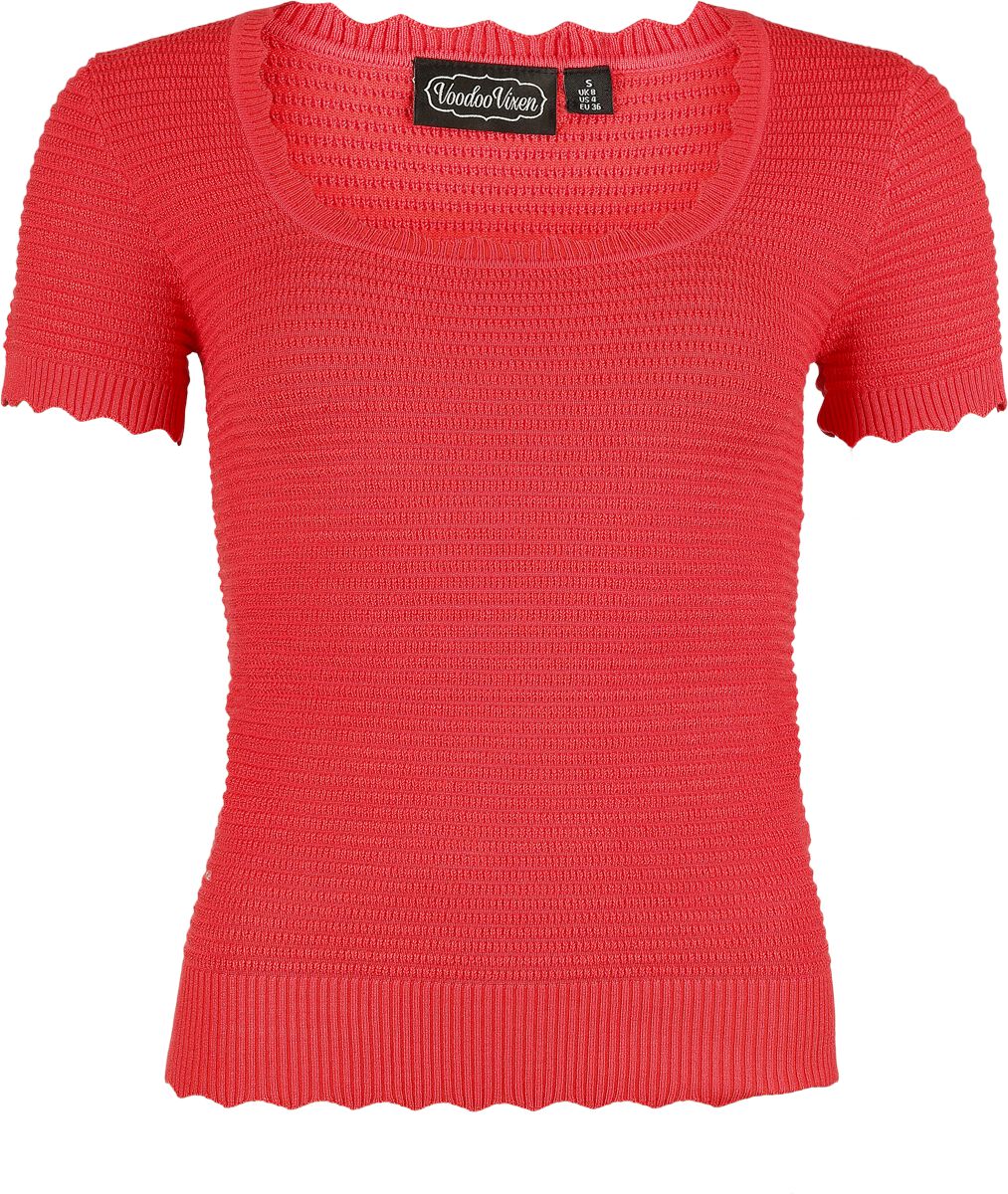 5056665035562 - Scalloped Edge Scoop Neck Top T-Shirt pink in XL