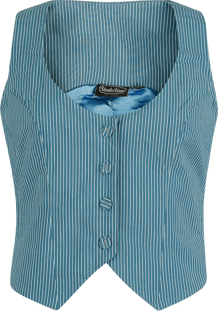 5056665036095 - Pinstripe Collard Vest Weste blau in S 5056665036095 - Pinstripe Collard Vest Weste blau in S