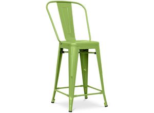 5056665747359 - Privatefloor - Barhocker mit Rückenlehne - Industriedesign - 60cm - Stylix Light green - Stahl Metall - Light green