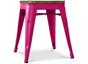 5056665748295 - Hocker im Industriedesign - Holz & Stahl - 45cm -Stylix Fuchsia - Holz Stahl Metall Holz - Fuchsia