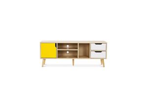 5056667039162 - Privatefloor - Holz-TV-Konsole - Skandinavisches Design - Aren Gelb - mdf - Gelb