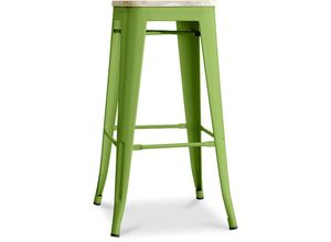 5056667041936 - Privatefloor - Barhocker - Industriedesign - Stahl & Holz - 76cm - Stylix Light green - Holz Stahl - Light green